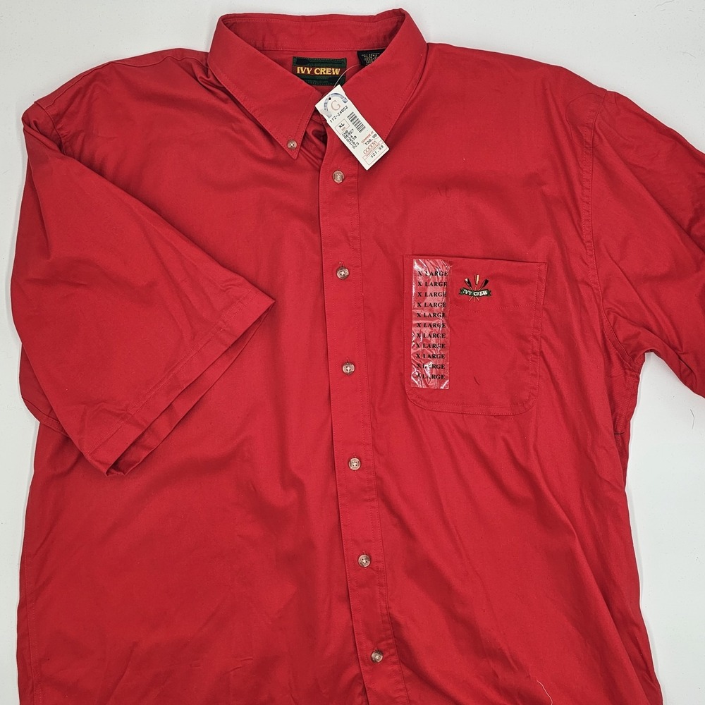 Vintage NWT Deadstock Ivy Crew Men's Red Button-Down Shirt (2000s) - Picture 1 of 5
